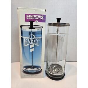 Vtg Marvy Barber Shop No 4 Disinfectant & Germicide Sanitizer Glass Jar